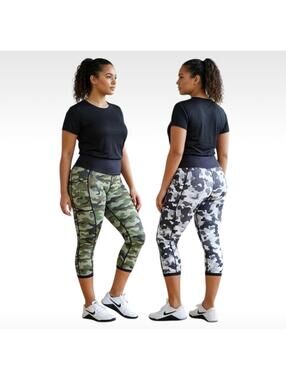 CVG Constantly Varied Gear XL Reversible Camo Capris Leggings Pockets EUC